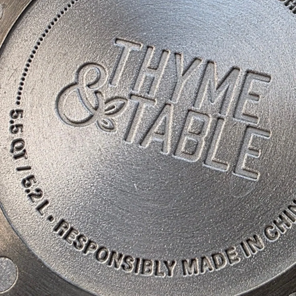 Thyme & Table 6 Piece Cookware Set Cream White Gold Handles Non-Stick Ribbed L3